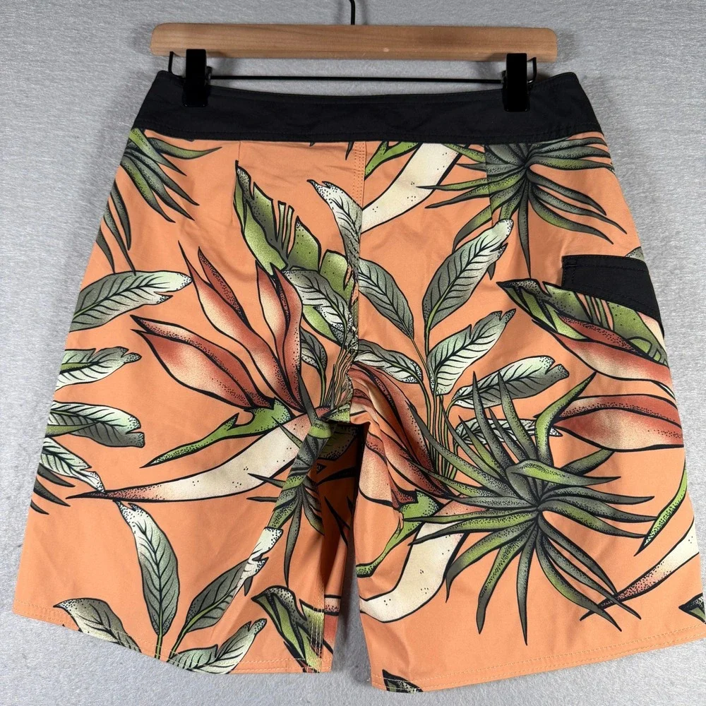 Volcom Mod-Tech Mens Orange Tropical Floral Board Shorts Size 28 A0842306